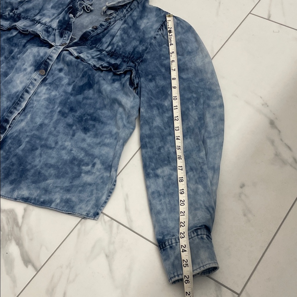 Women's Blue Button Down Shirt - Picture 11 of 12